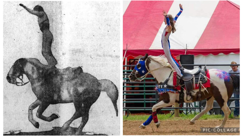 Cousin Malee Harding performing in 1932 at age 12 and Liberty performing at the same age in 2023.